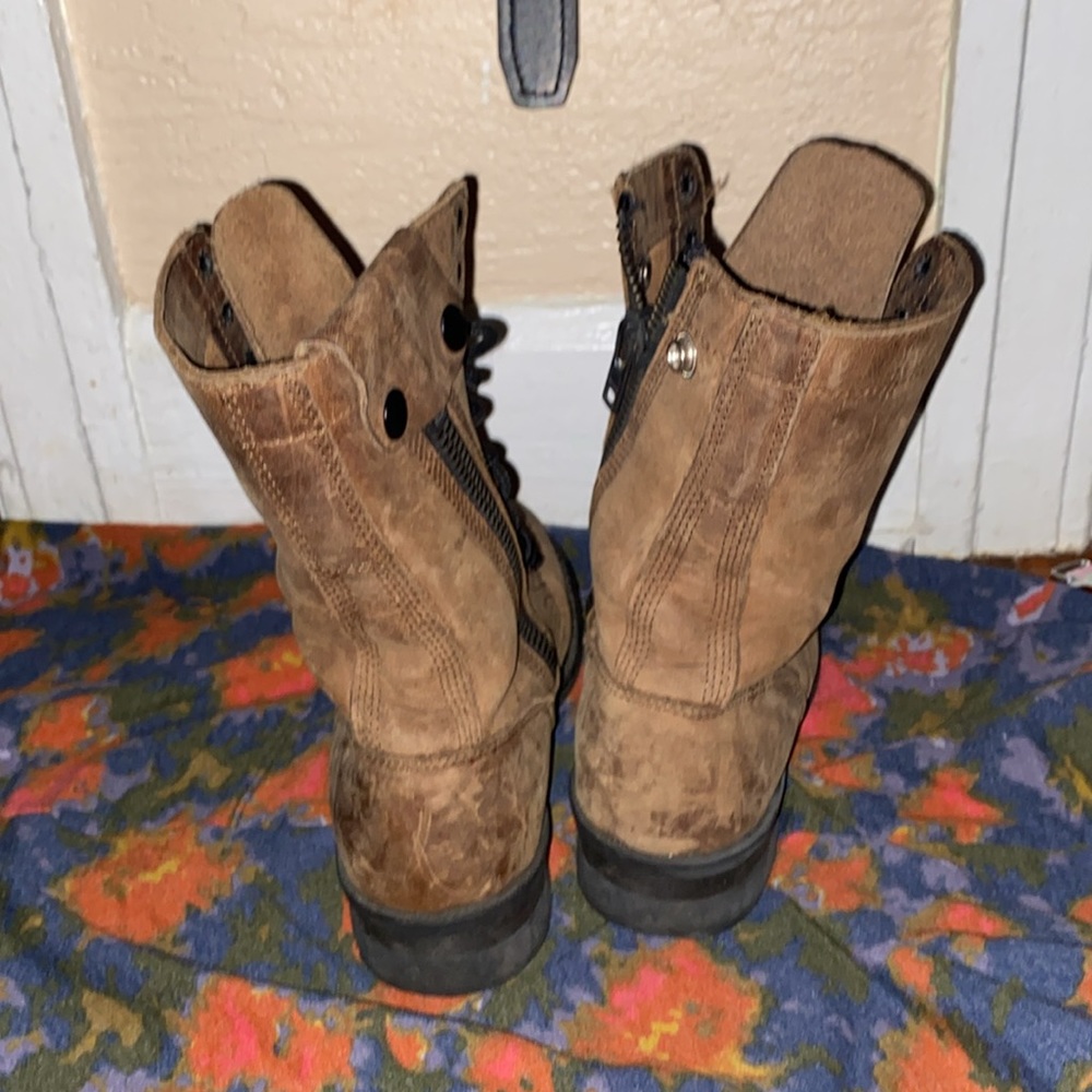 Double H Brown Rugged Leather Motorcycle Boots Side Zip Size 8.5 - Picture 5 of 6